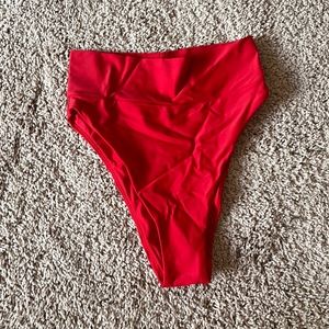 Aerie high cut cheeky bikini bottom Red never worn XS